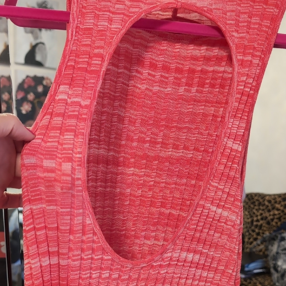 Pink Ribbed Halter Sheath Midi Dress - Picture 4 of 4